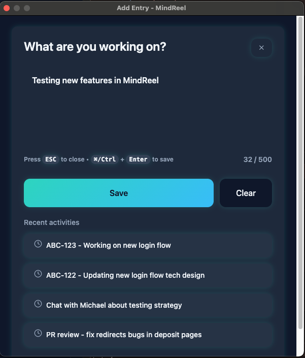 Popup window screenshot